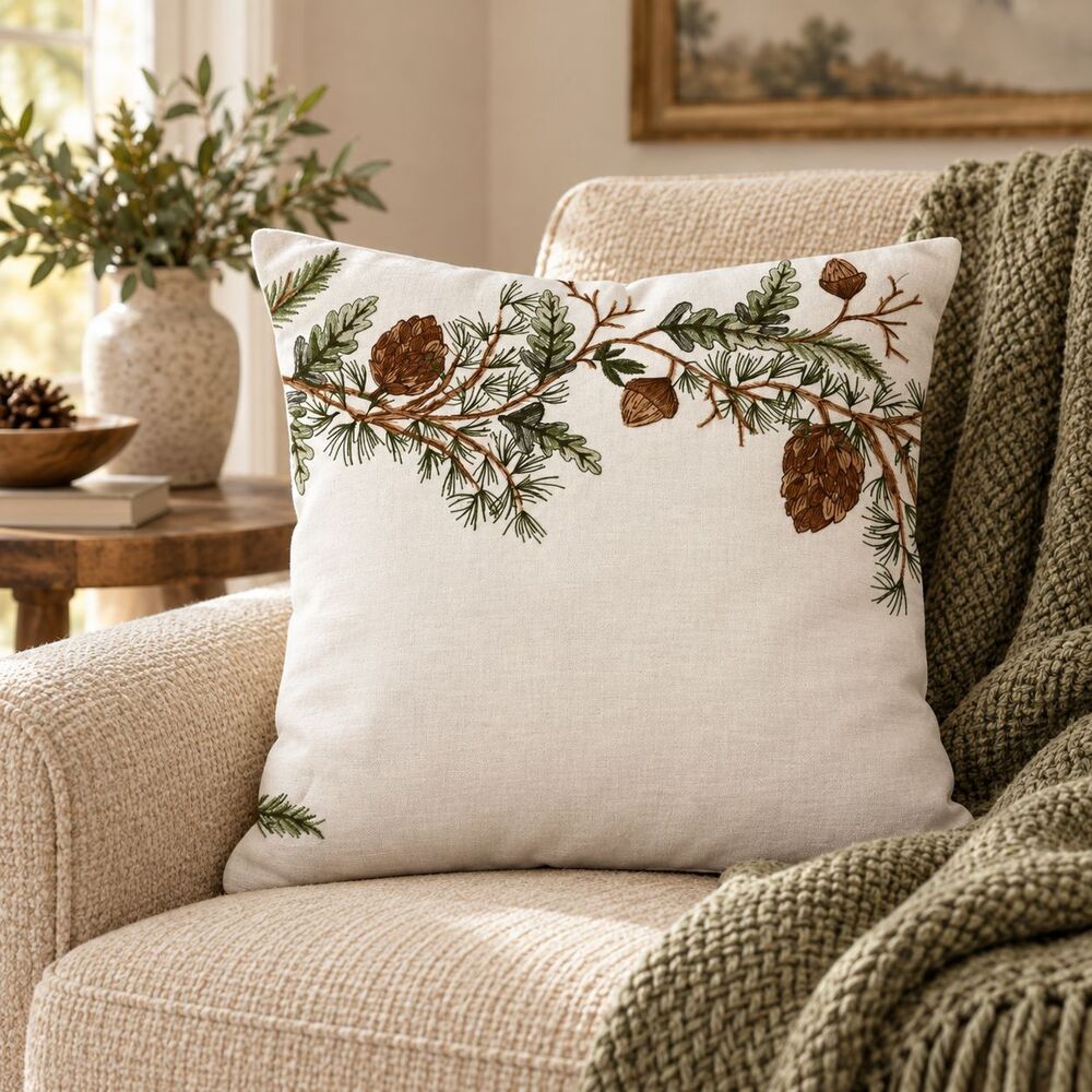 1 PCS BotanicEmbroidered Cushion Cover Square Throw Pillow Case Sofa Home 291343
